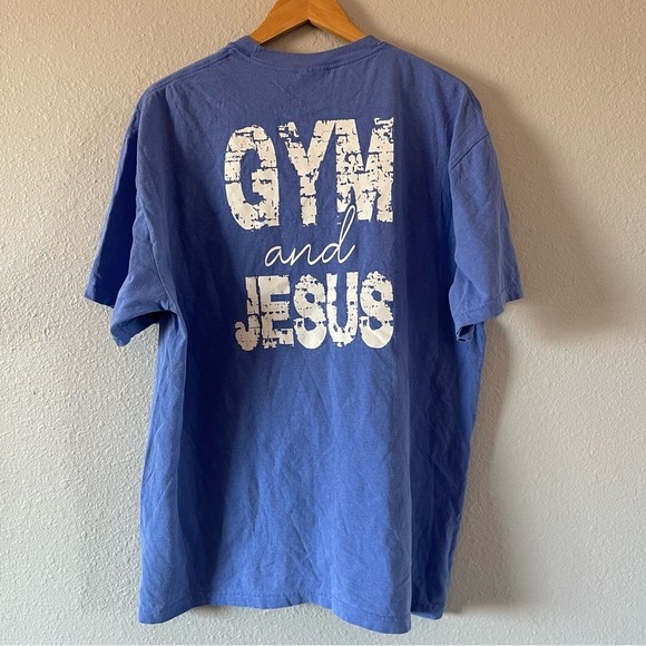 Comfort Colors Gym and Jesus T-Shirt Christian Graphic Tee Shirt Size XL X-Large - Picture 2 of 4